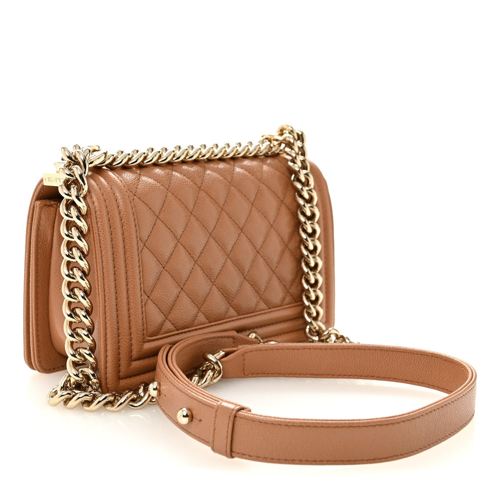 Caviar Quilted Small Boy Flap Brown