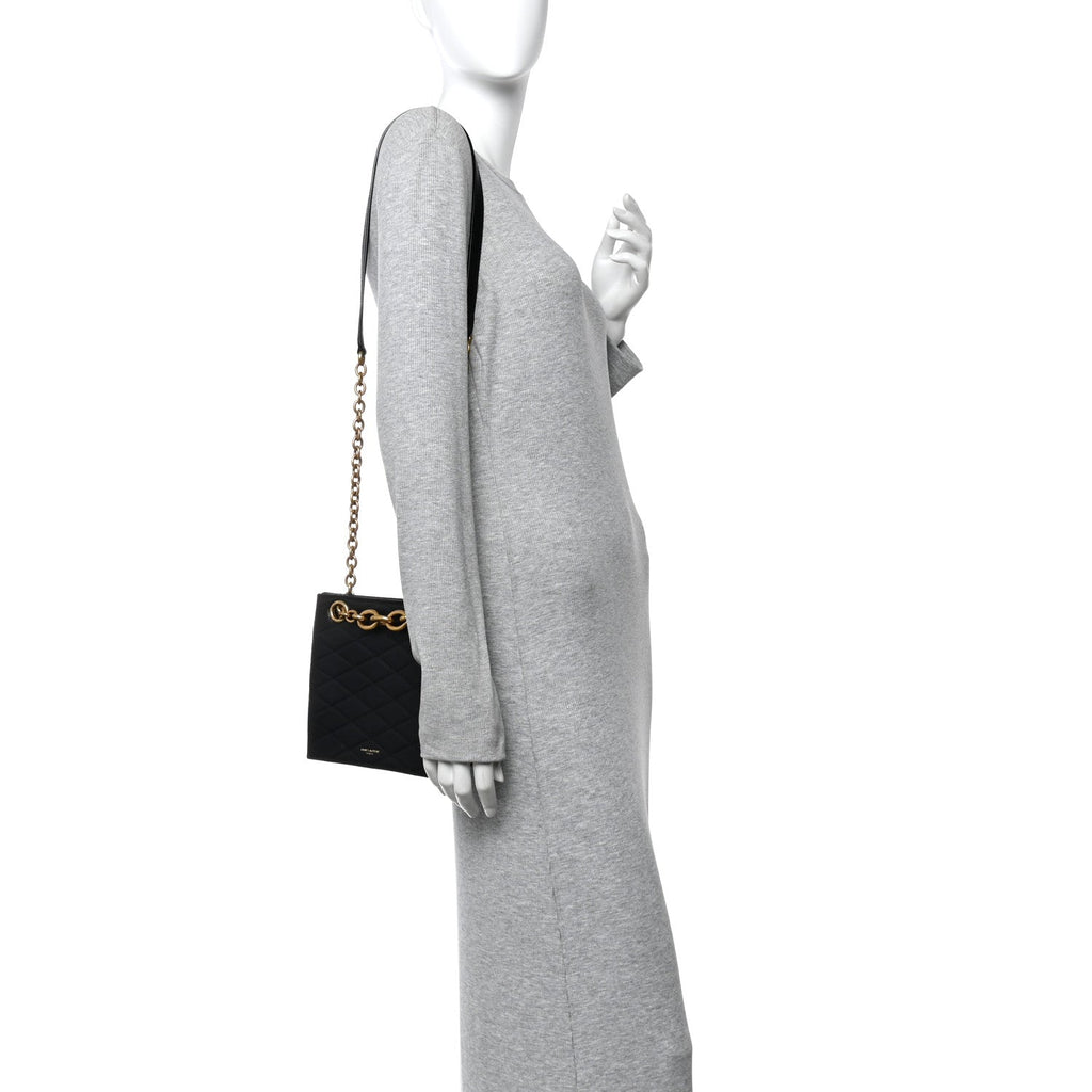 Lambskin Quilted Le Maillon Square Crossbody Bag Black