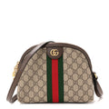 GG Supreme Monogram Textured Dollar Calfskin Web Small Ophidia Dome Shoulder Bag Beige Ebony New Acero