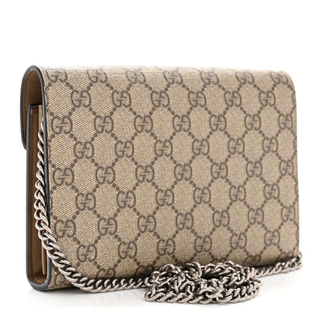GG Supreme Monogram Mini Dionysus Chain Wallet Beige Taupe