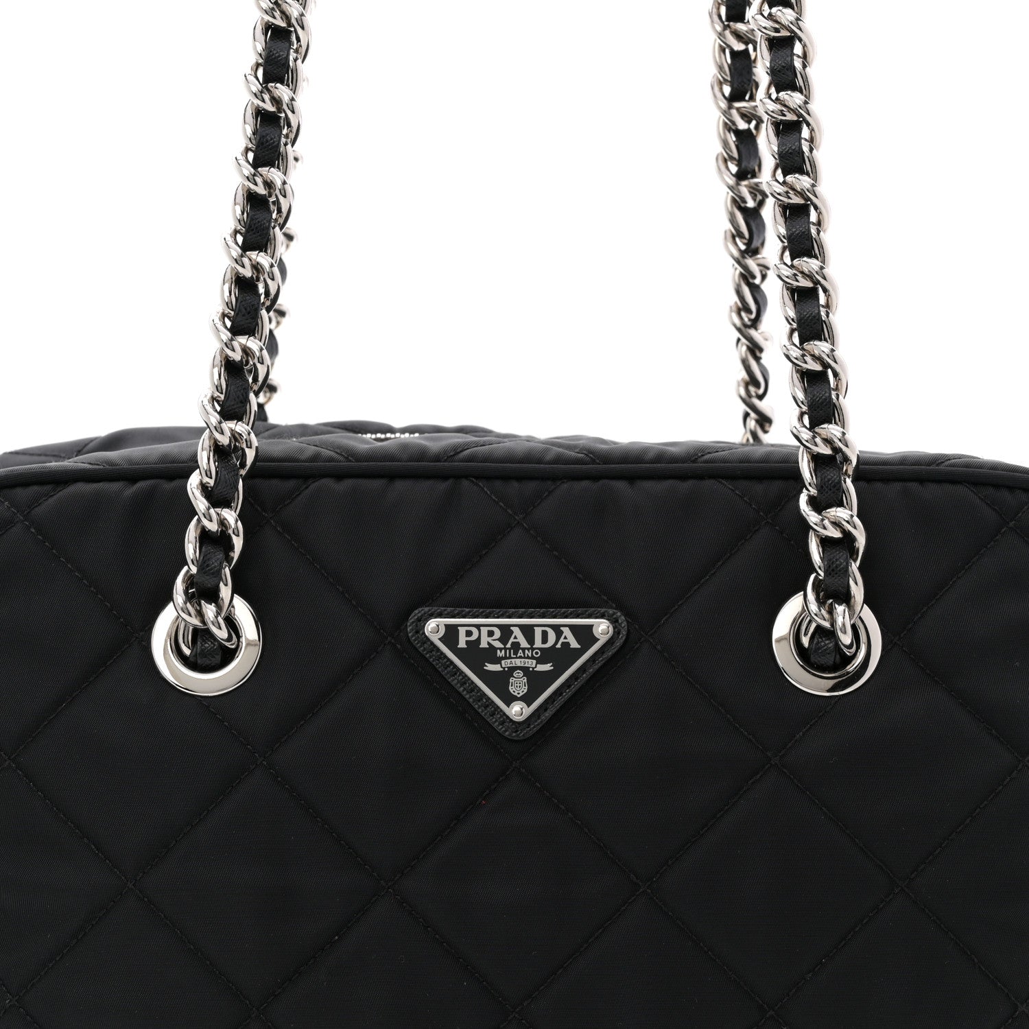 Nylon Tessuto Impuntu Quilted Shoulder Bag Black