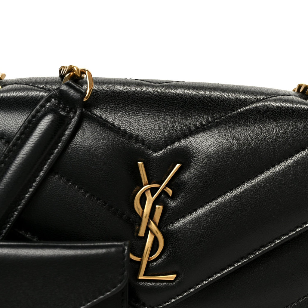 Lambskin Chevron Quilted Mini Loulou Black