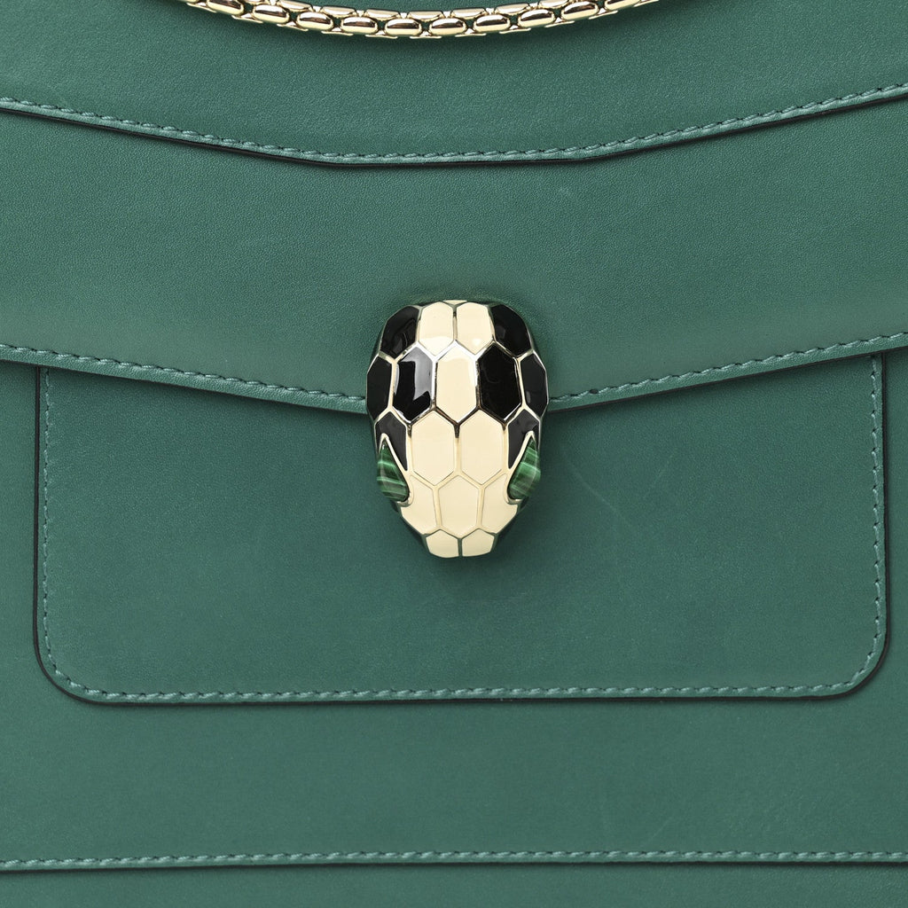 Calfskin Serpenti Forever Medium Shoulder Bag Emerald Green