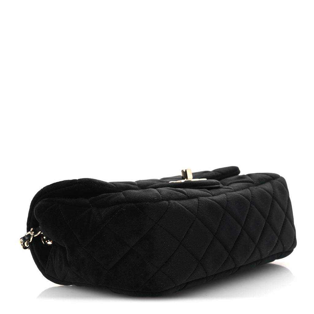 Velvet Quilted Mini Rectangular Pearl Crush Flap Black