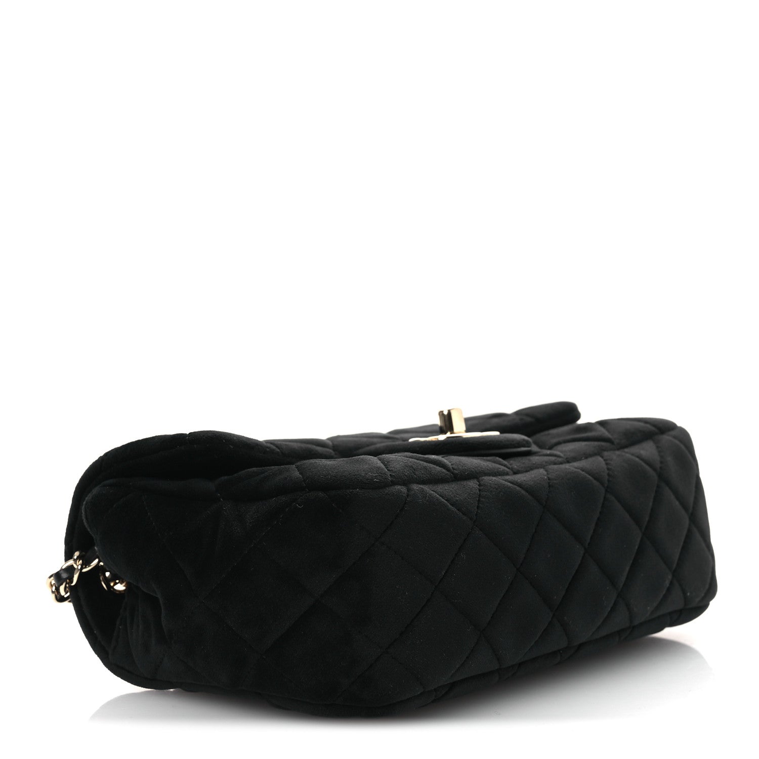 Velvet Quilted Mini Rectangular Pearl Crush Flap Black