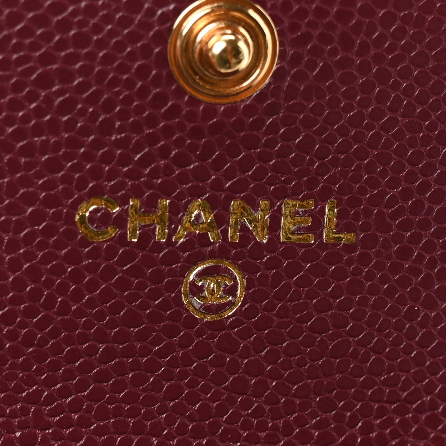 Caviar Flat Chevron Quilted Flap  Holder Burgundy