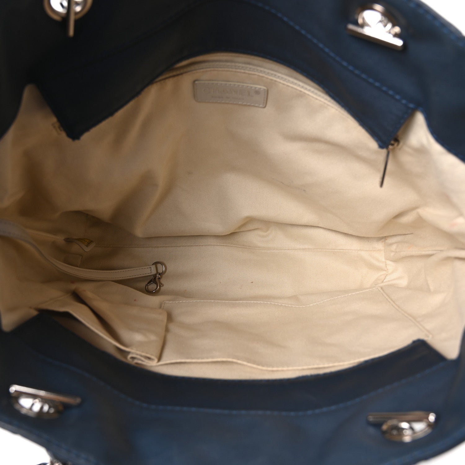 Calfskin Quilted In The Business North South Tote  Blue