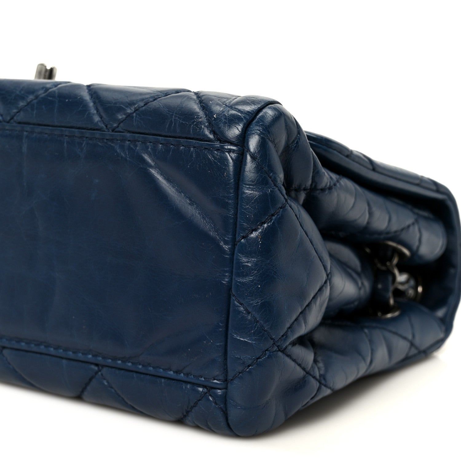 Glazed Calfskin Quilted Medium Coco Soft Flap Navy