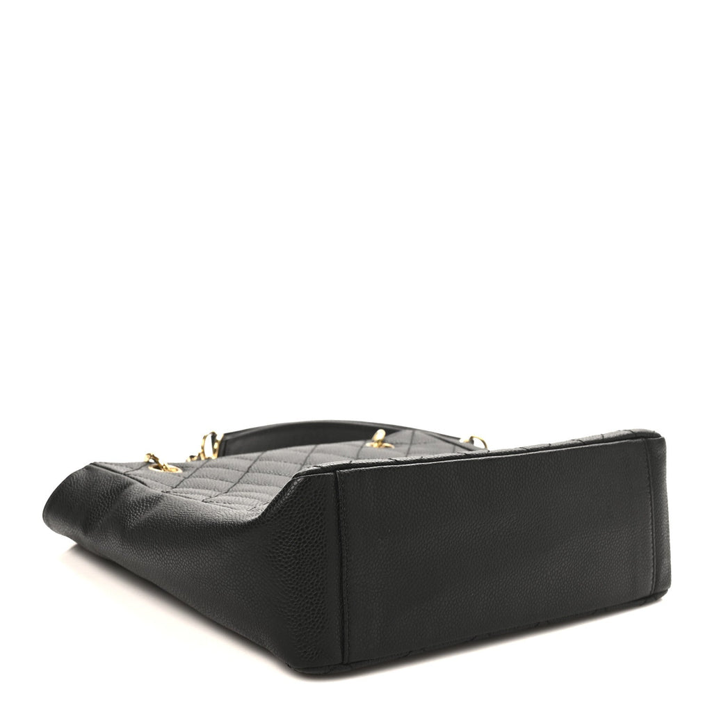 Caviar Quilted Petit Shopping Tote PST Black