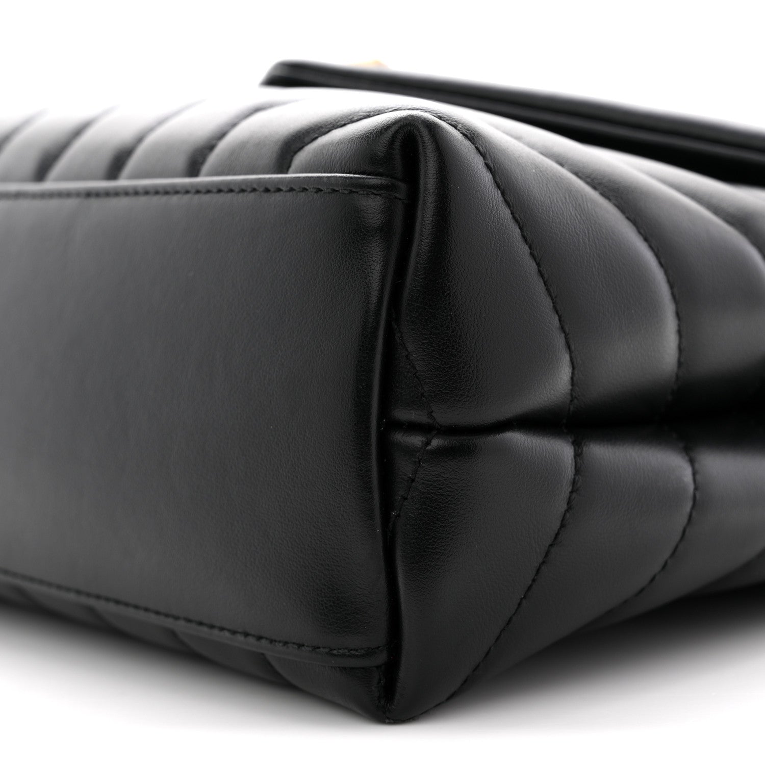 Calfskin Y Quilted Monogram Small Loulou Chain Satchel Black