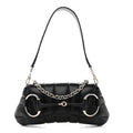 Nappa Vertical Matelasse Small Maxi Horsebit Chain Shoulder Bag Black