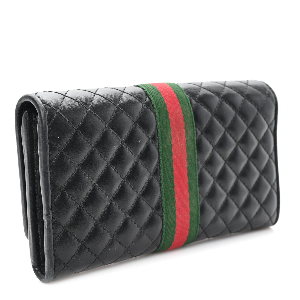 Calfskin Web Trapuntata GG Continental Wallet Black
