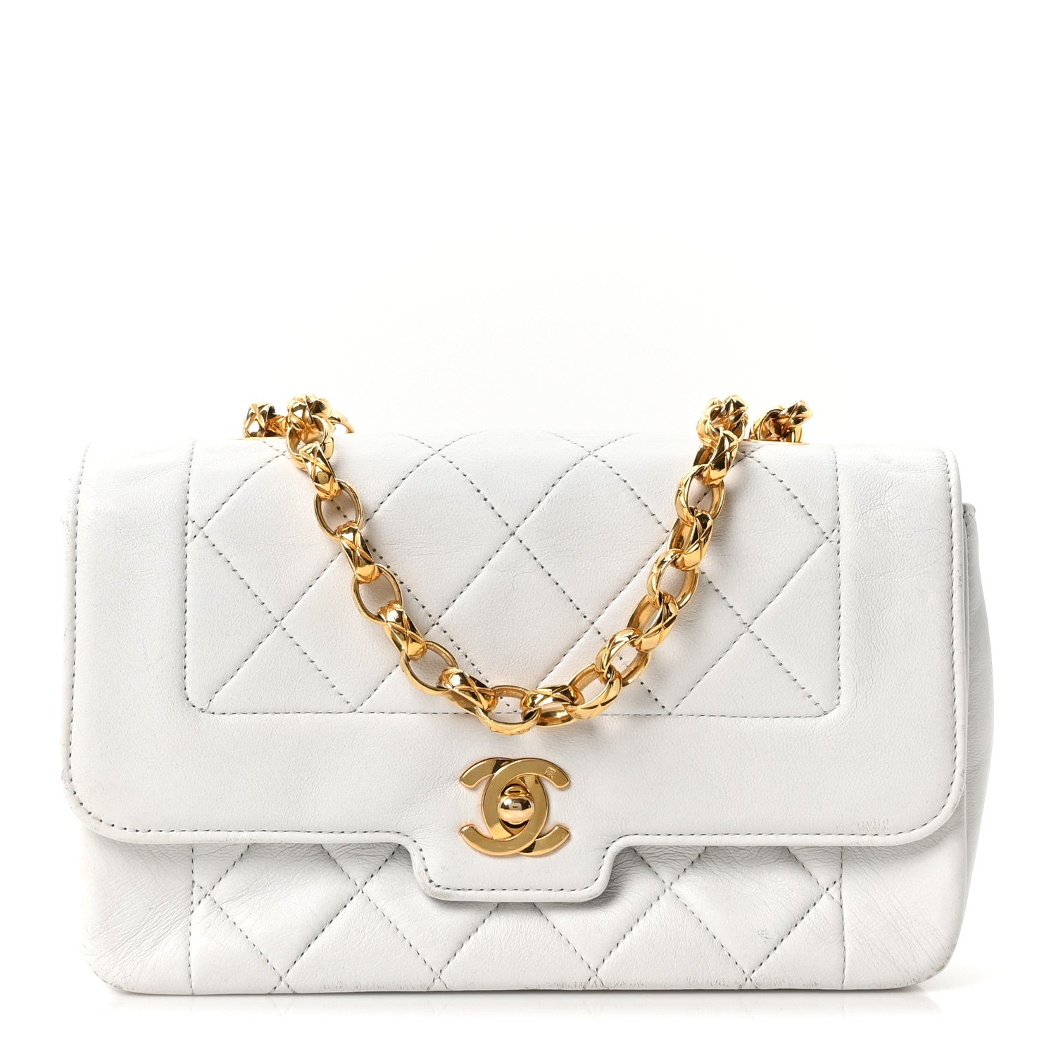 Lambskin Quilted Mini Flap Bag White