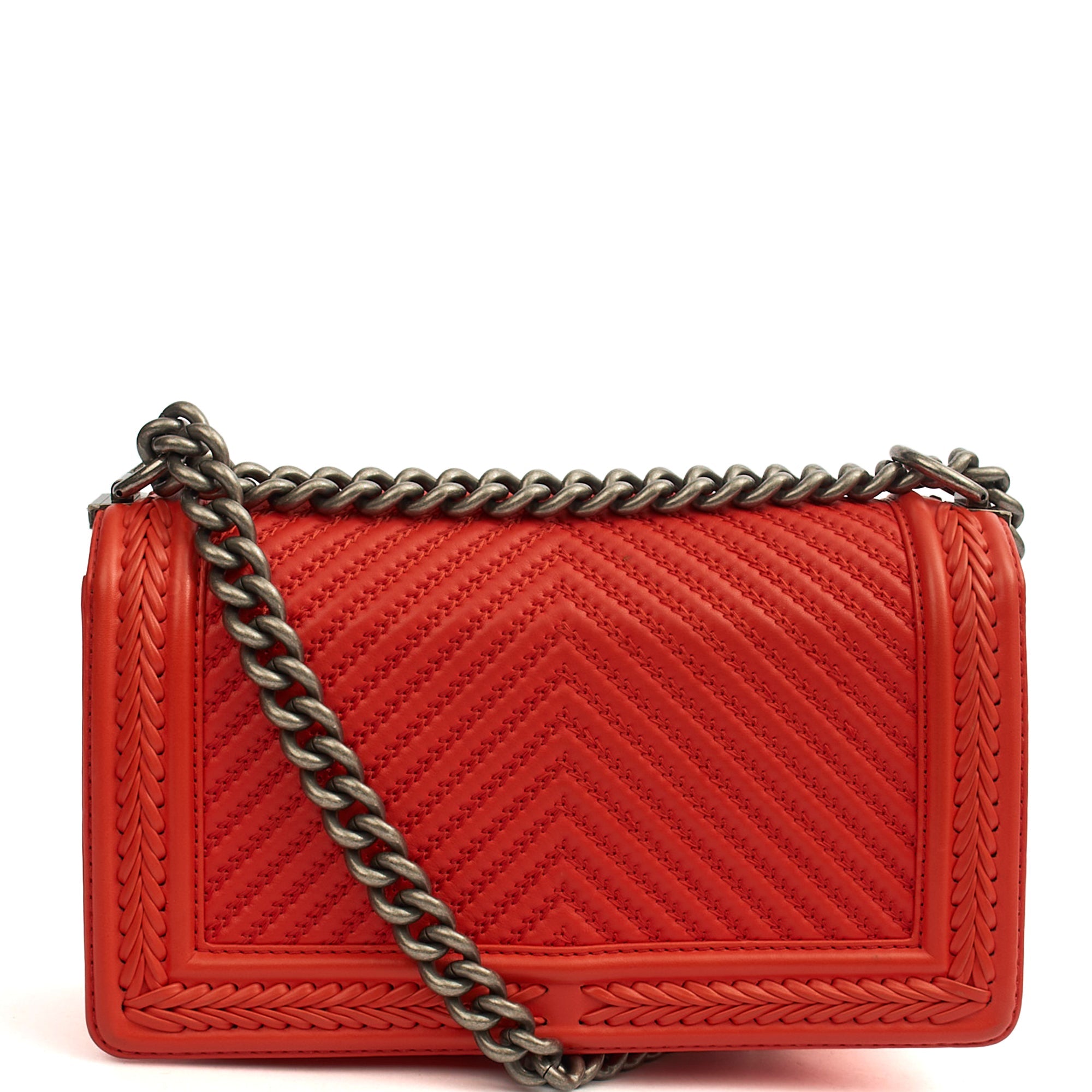 Chanel Cross Body Boy - Medium in Red, Calfskin Leather