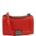 Chanel Cross Body Boy - Medium in Red, Calfskin Leather