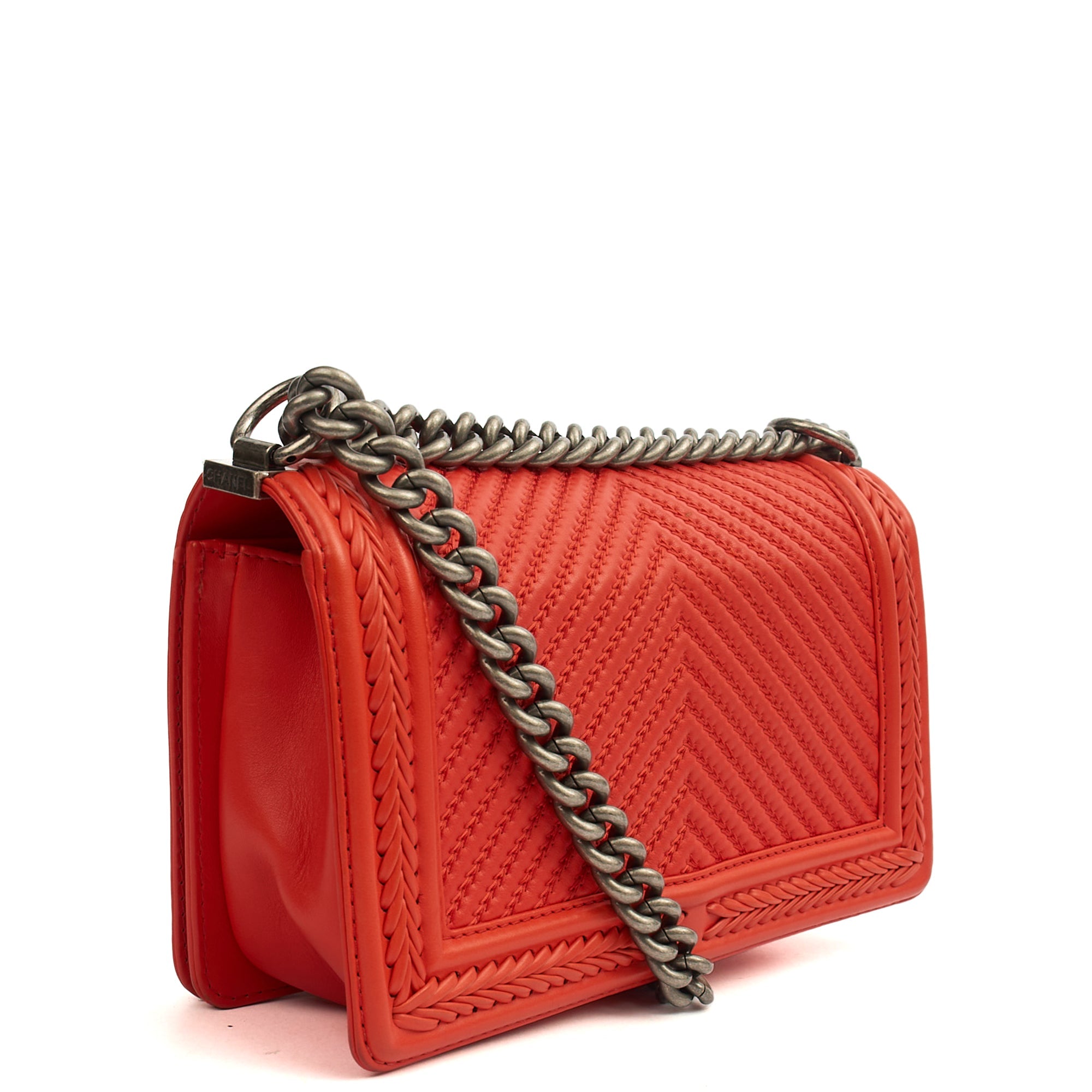 Chanel Cross Body Boy - Medium in Red, Calfskin Leather