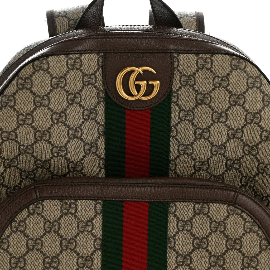 GG Supreme Monogram Medium Ophidia Day Backpack Brown