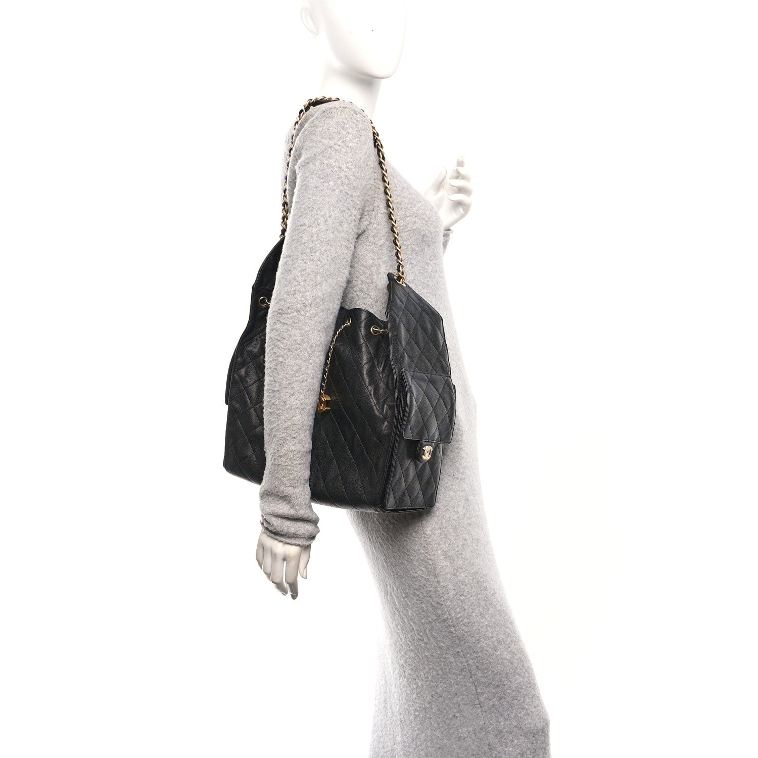Caviar Quilted Medium Chanel 25 Handbag Black