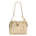 Caviar Quilted Small Chanel 25 Handbag Light Beige