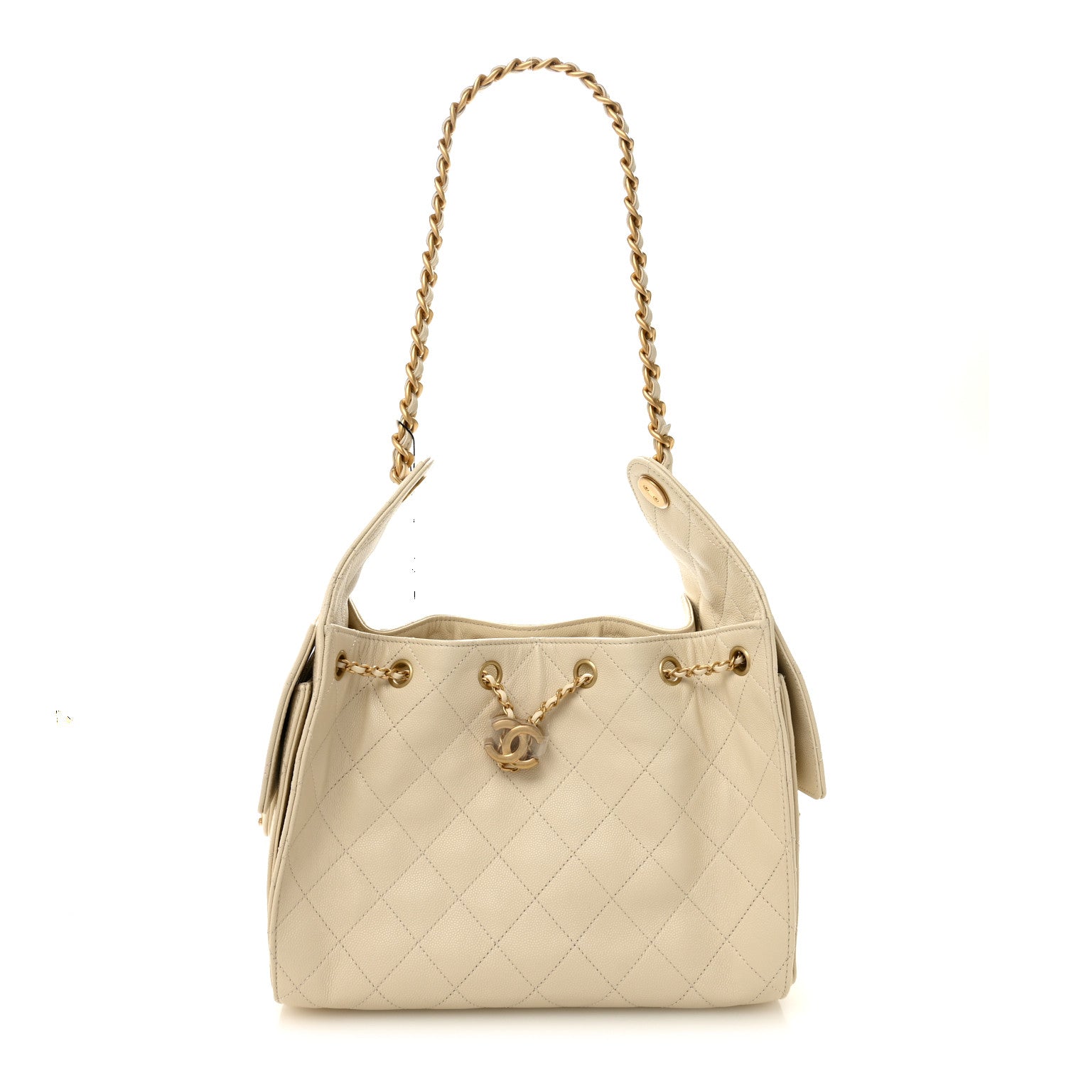 Caviar Quilted Small Chanel 25 Handbag Light Beige