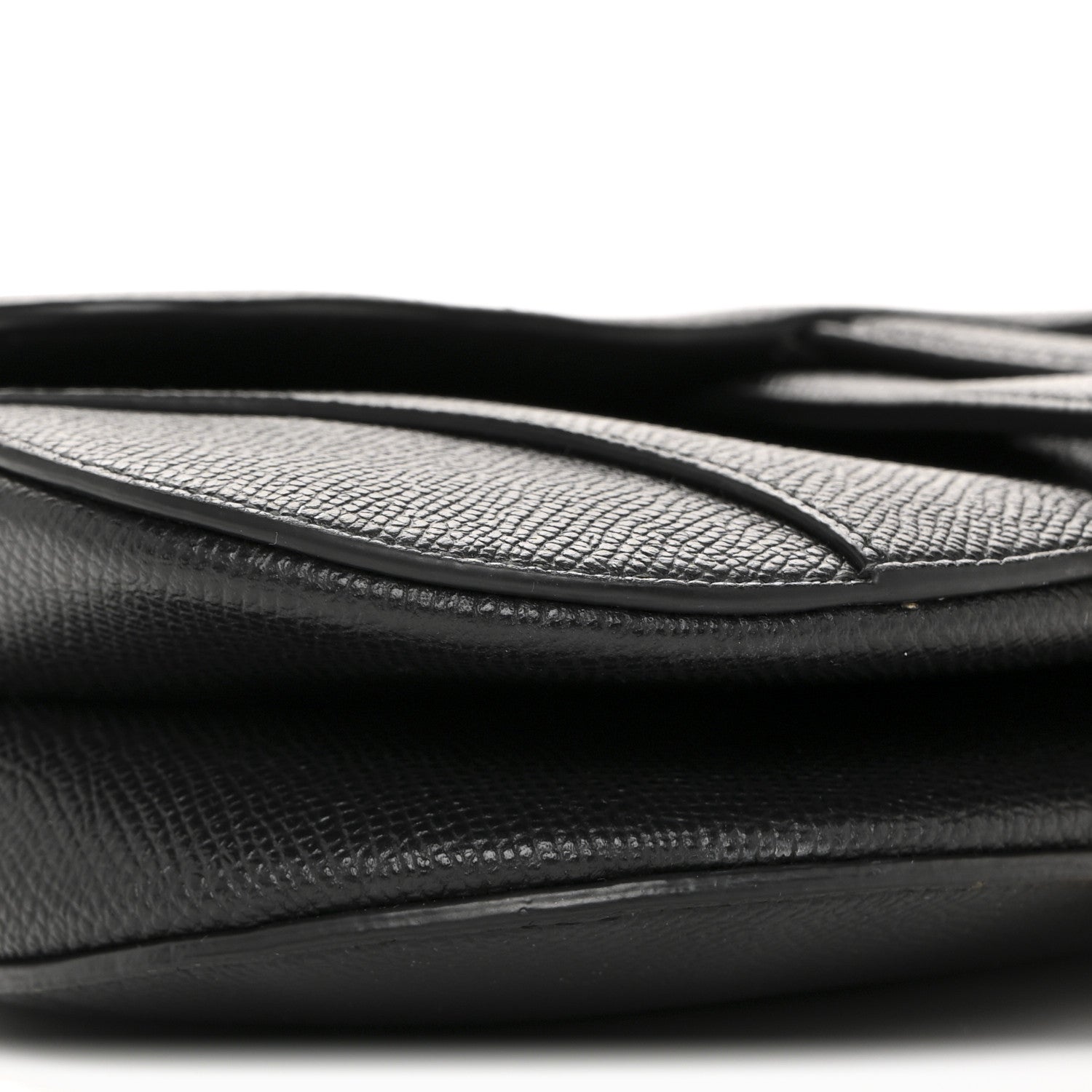 Grained Calfskin Mini Saddle Bag With Strap Black