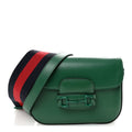 Azalea Calfskin Web Monochrome Horsebit 1955 Shoulder Bag Emerald