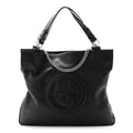 Sakai Be Green Calfskin Diagonal Stitched Medium Blondie Tote Black