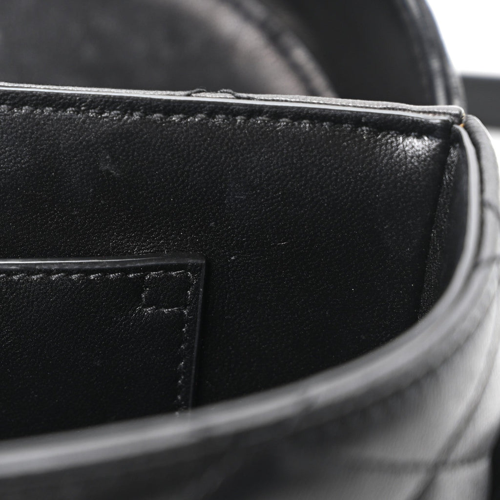 Lambskin Quilted Monogram June Box Bag  Black