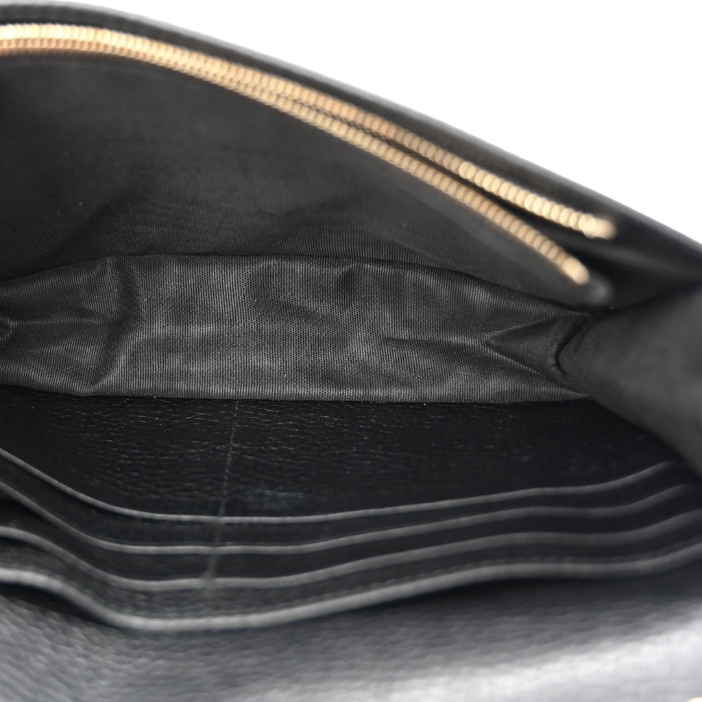 Pebbled Calfskin Soho Wallet On Chain Black