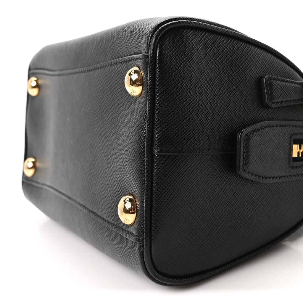 Saffiano Lux Mini Boston Crossbody Bag Black