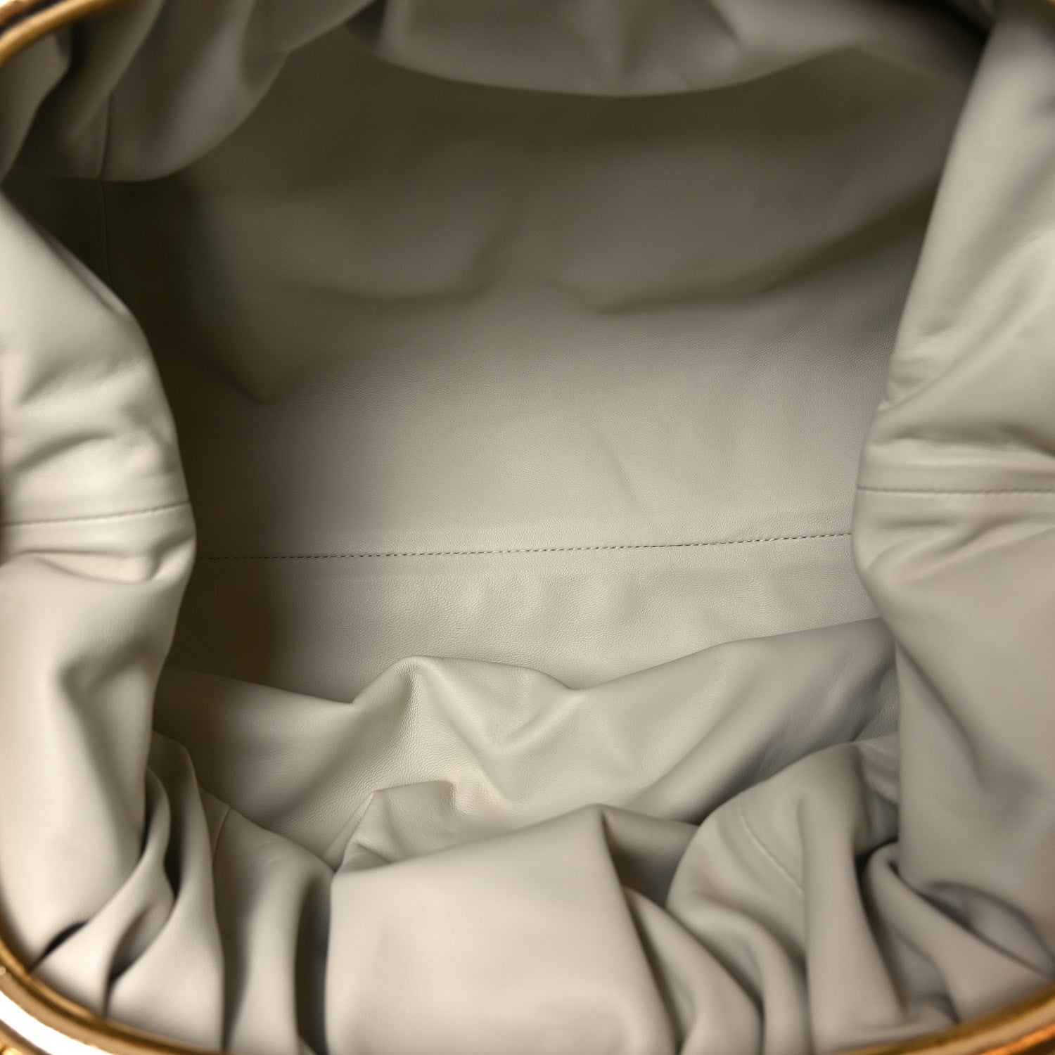 Metallic Crinkled Lambskin The Pouch Oversized Clutch Oro