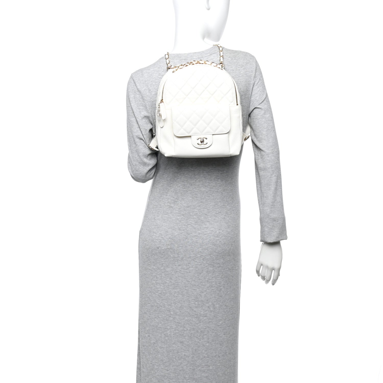 Caviar Quilted Small CC Day Backpack White