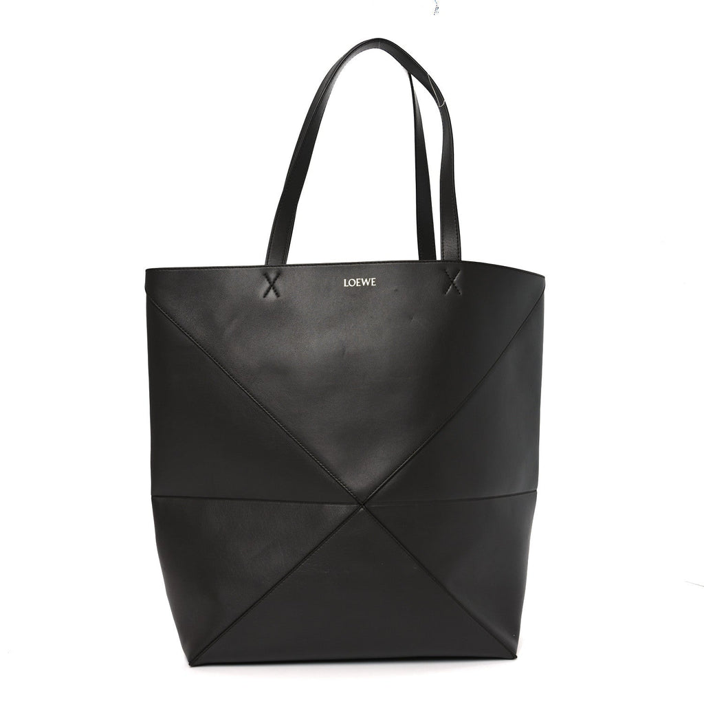 Shiny Calfskin Large Puzzle Fold Tote Dark Grey