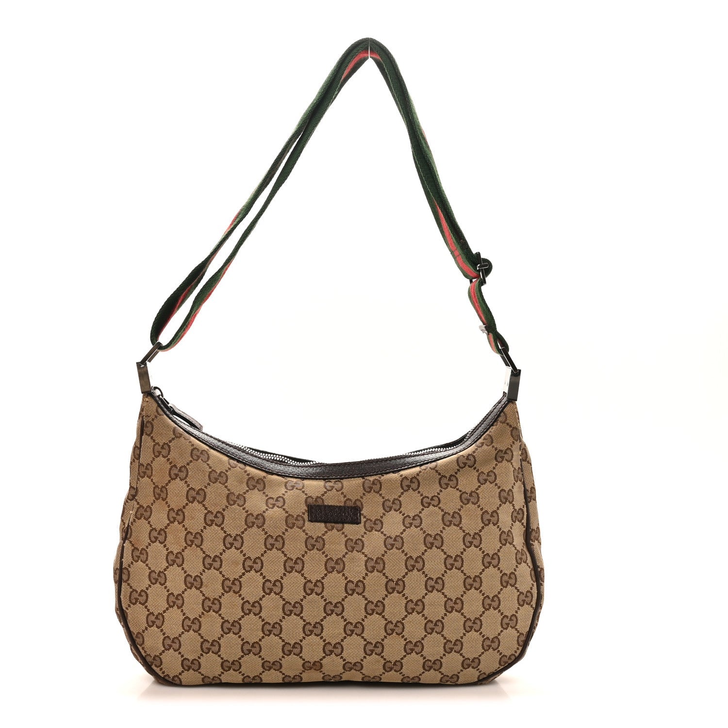 Monogram Web Medium Half Moon Hobo Dark Brown