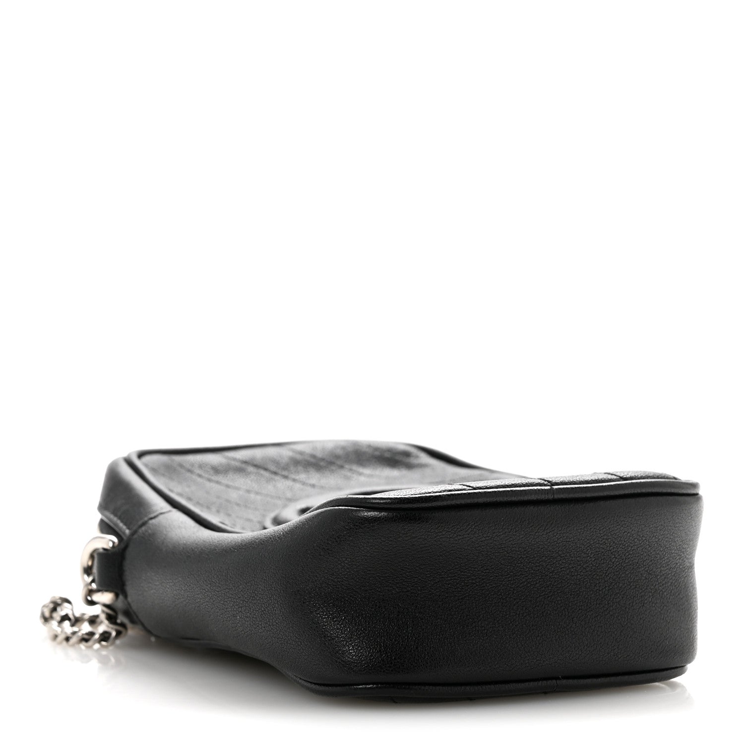 Sakai Be Green Calfskin Diagonal Stitched Mini Blondie Vertical Shoulder Bag Black