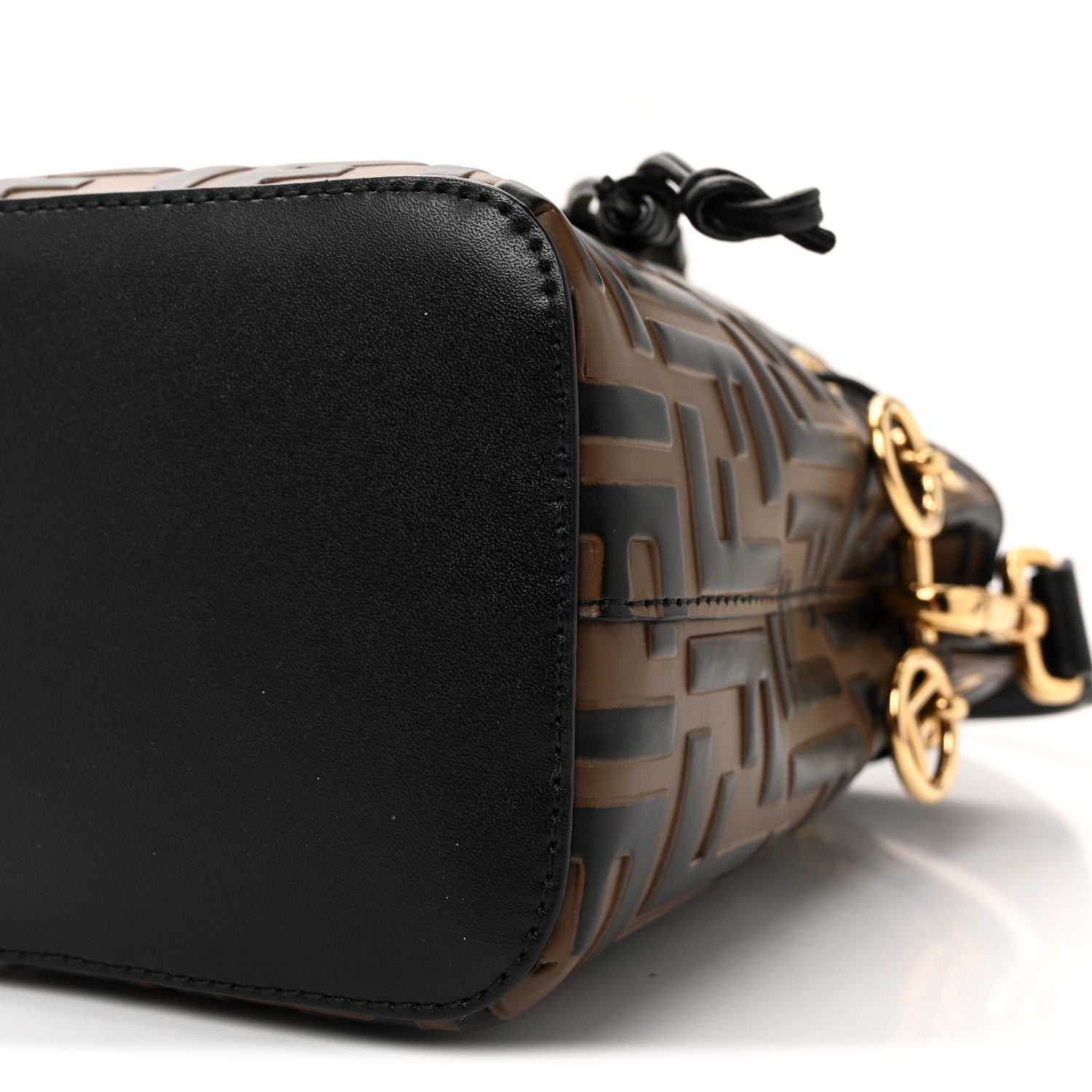Vitello Liberty F is Fendi Bi-Color FF 1974 Embossed Mini Mon Tresor Bucket Bag Maya Black