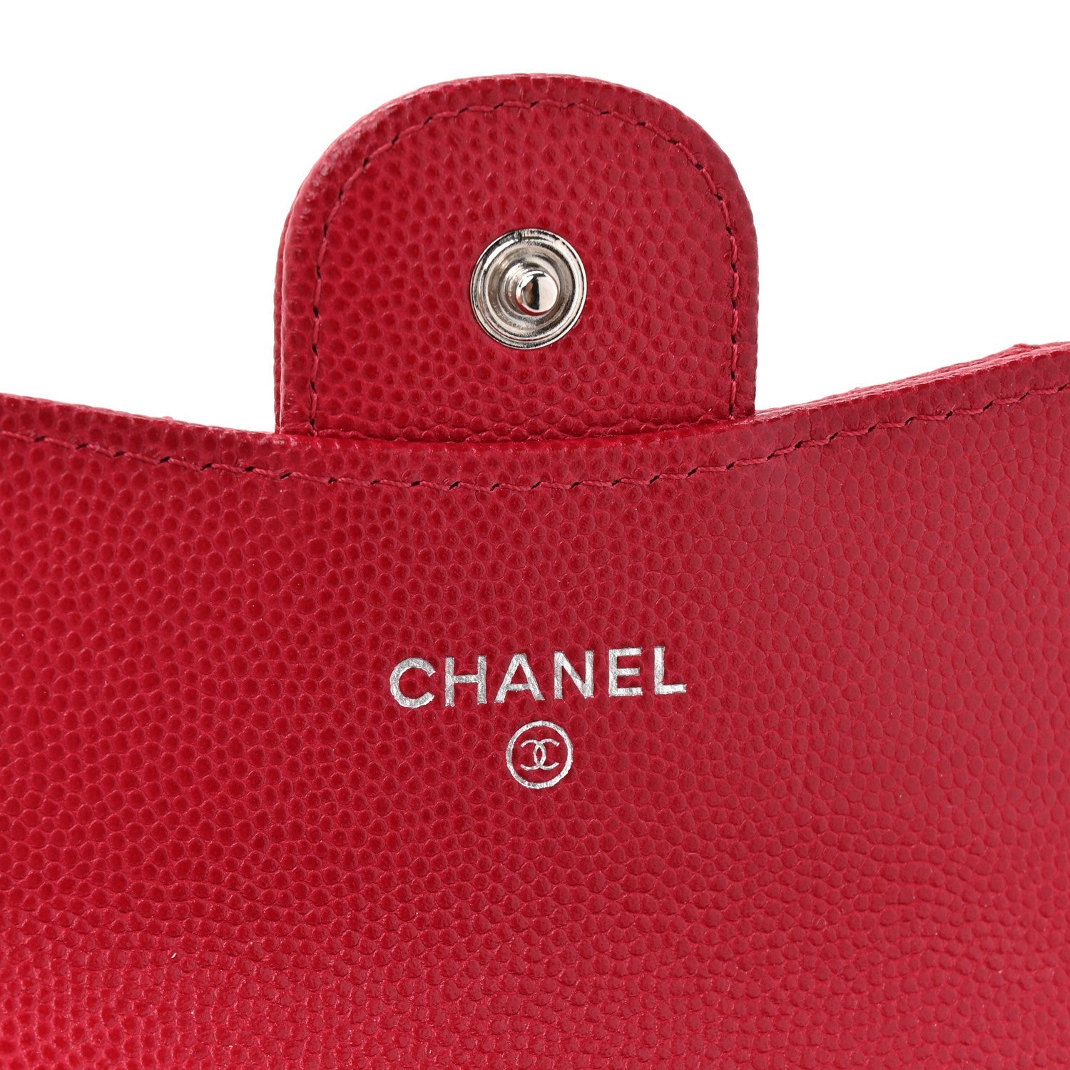 Caviar Quilted Flap  Holder Wallet Red
