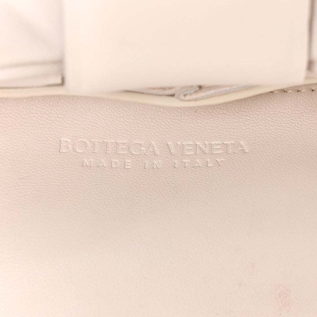 Lambskin Maxi Intreccio Padded Chain Cassette Crossbody Bag White