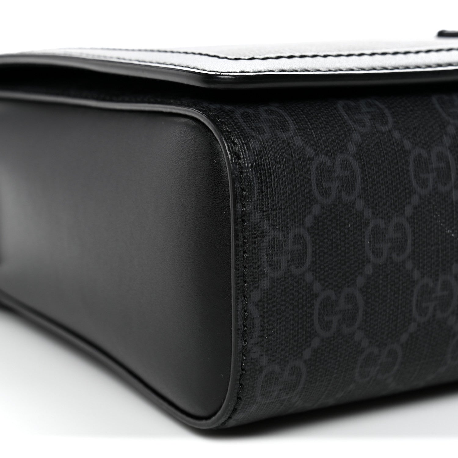 GG Supreme Monogram Appia Calfskin Web Crossbody Bag Black Grey