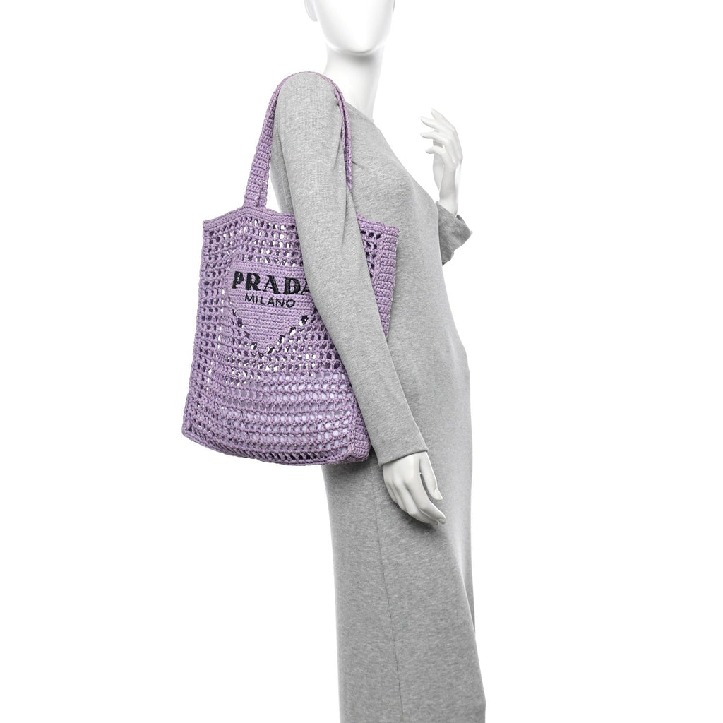 Yarn Raffia Effect Crochet Logo Embroidered Tote Bag Lilium