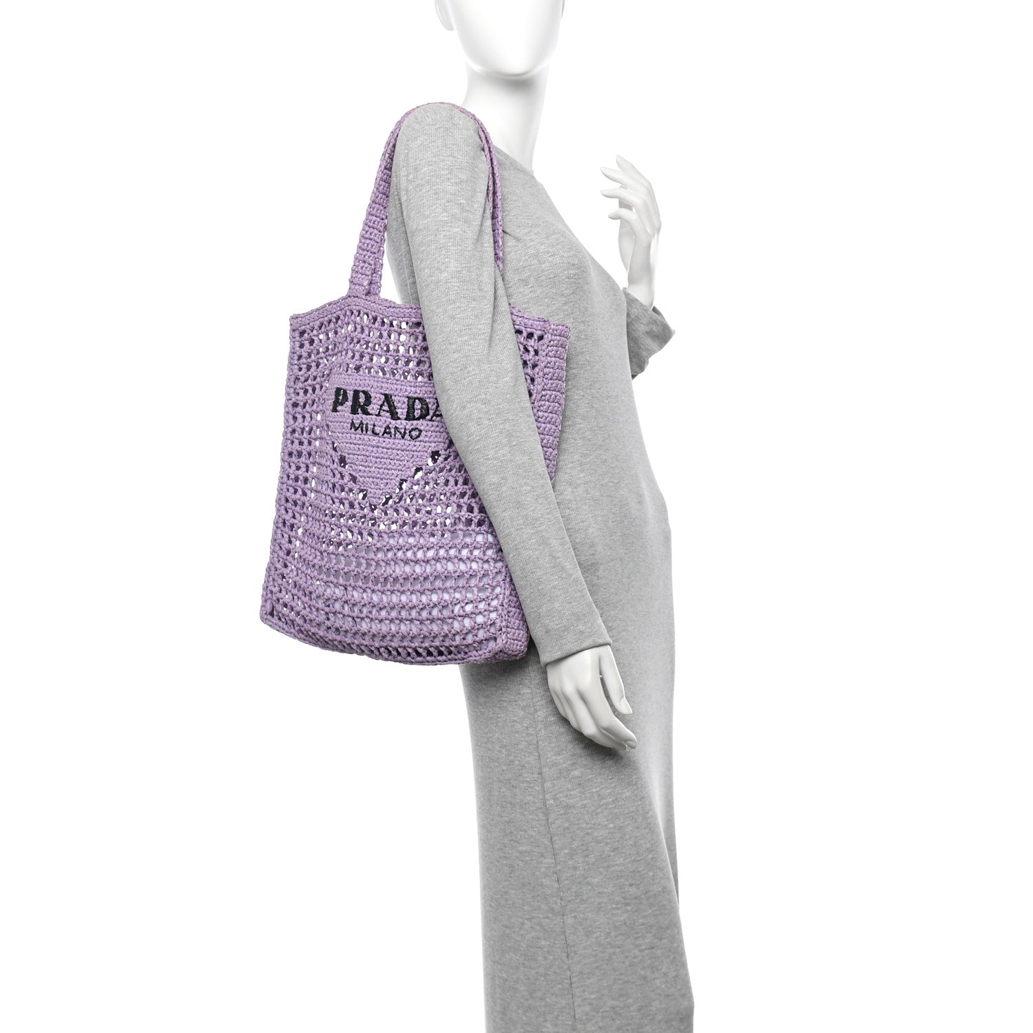 Yarn Raffia Effect Crochet Logo Embroidered Tote Bag Lilium