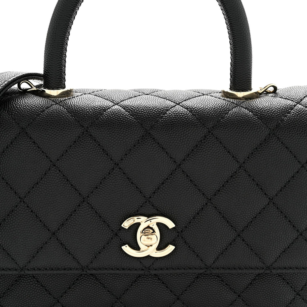 Caviar Quilted Mini Coco Handle Flap Black