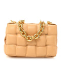 Lambskin Maxi Intreccio Padded Chain Cassette Crossbody Bag Porridge