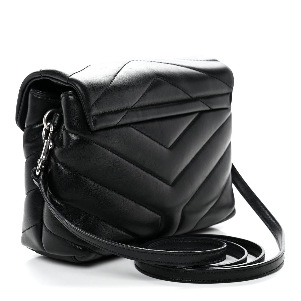 Calfskin Y Quilted Monogram Toy Loulou Crossbody Bag Black