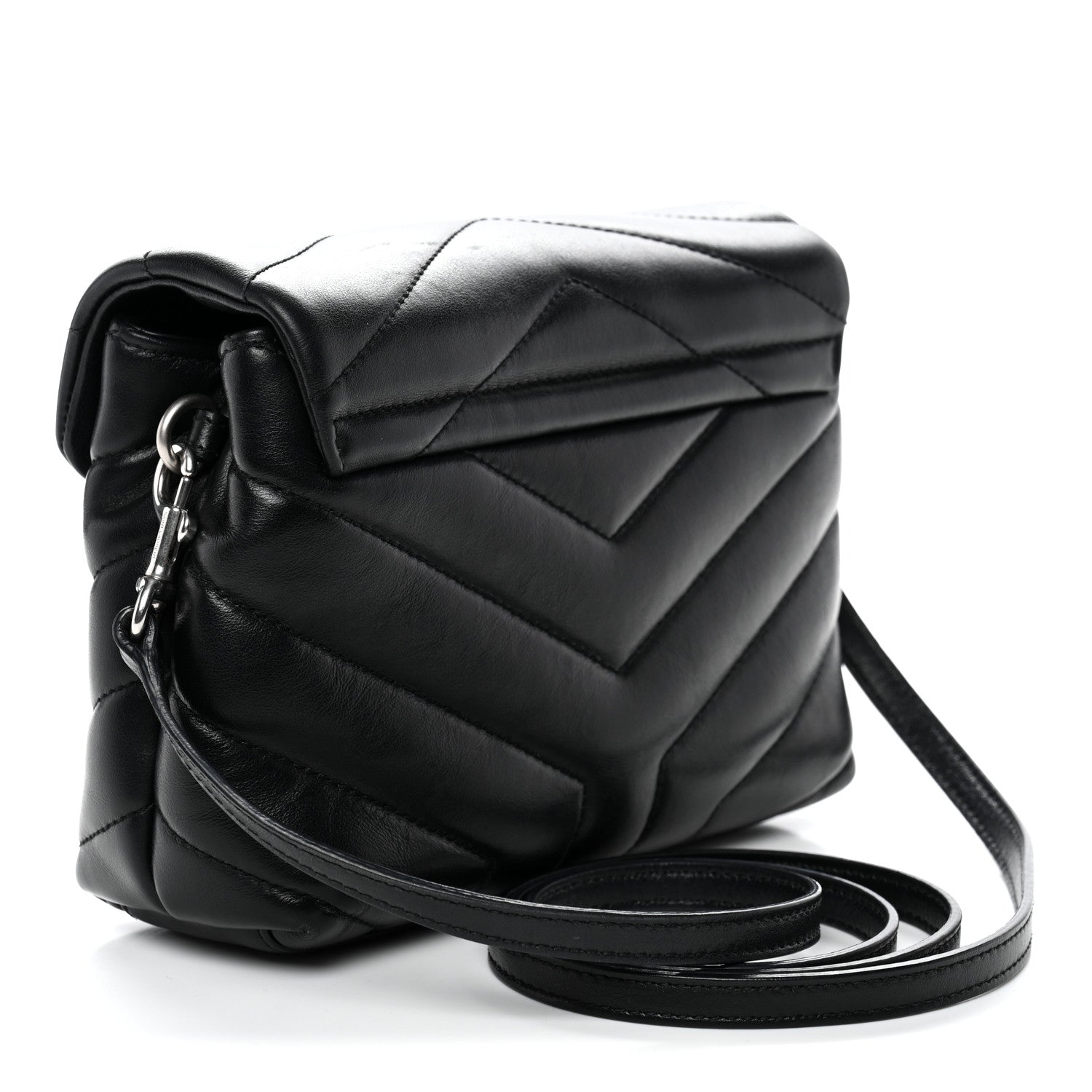 Calfskin Y Quilted Monogram Toy Loulou Crossbody Bag Black