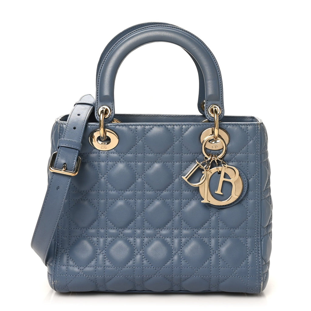 Lambskin Cannage Medium Lady Dior Denim Blue