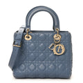 Lambskin Cannage Medium Lady Dior Denim Blue