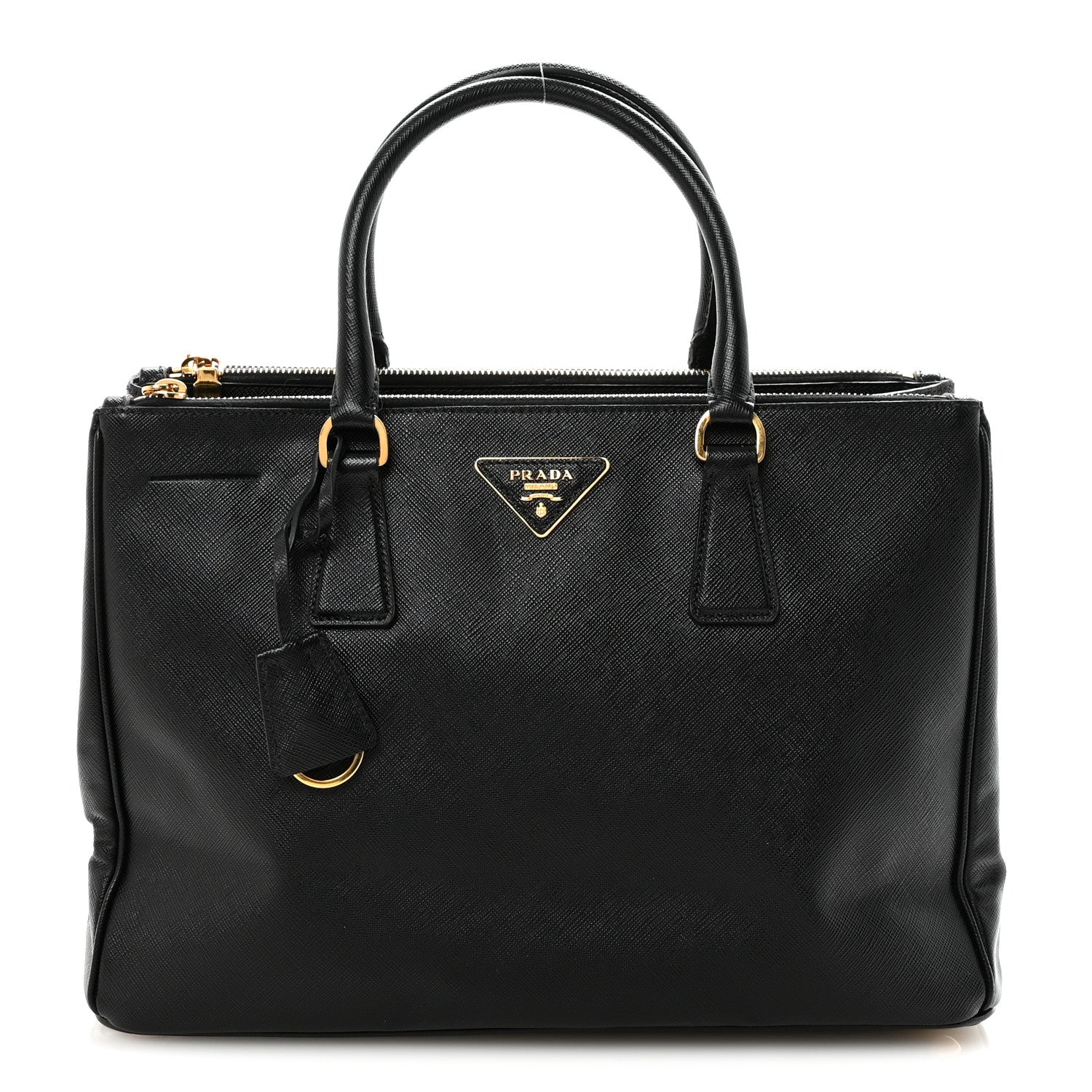 Saffiano Medium Galleria Double Zip Tote Black
