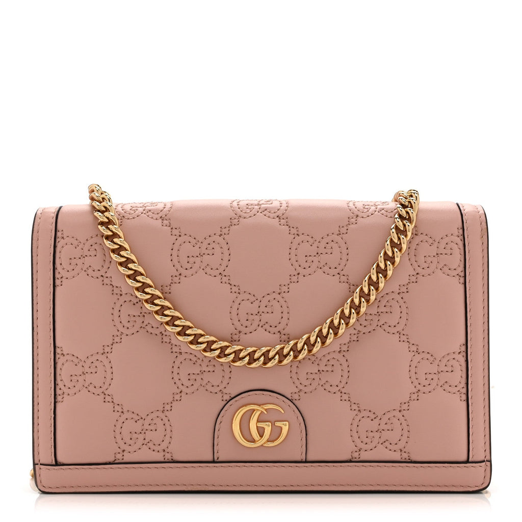 Calfskin GG Matelasse Chain Wallet Rhodamine Light Pink