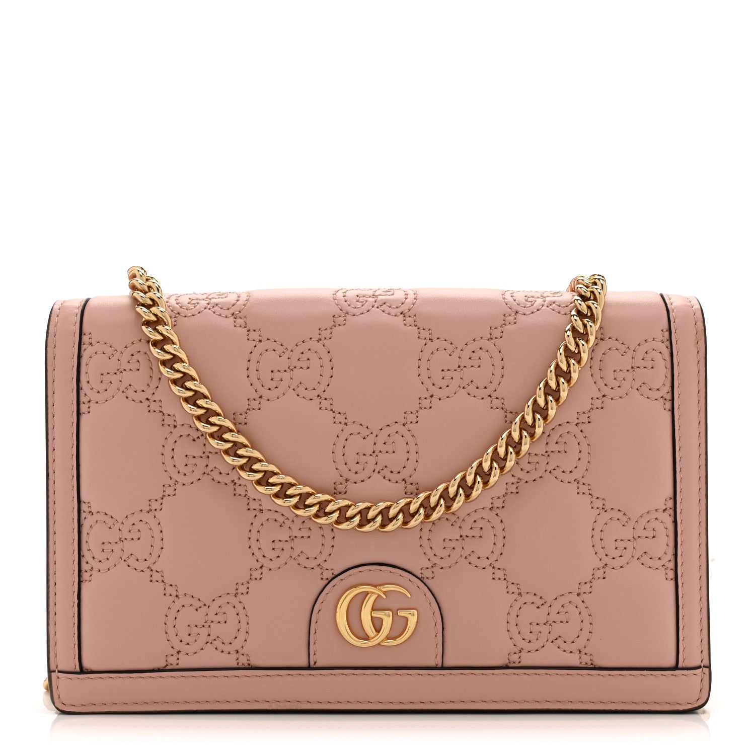 Calfskin GG Matelasse Chain Wallet Rhodamine Light Pink